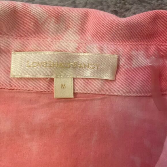 Love shack fancy tie dye guilted jean jacket, M - Picture 14 of 16